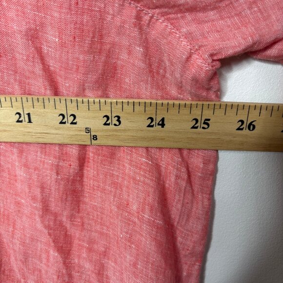 Tahari Women's Collared V-Neck Linen Shirt Blouse Tunic 3/4 Sleeve Pink Peach 2X - Picture 8 of 10
